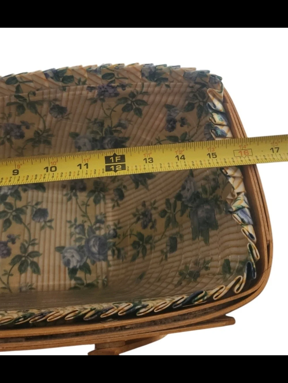 Vintage Longaberger Vegetable Basket Slanted Double Handle w/ Plastic and Fabric